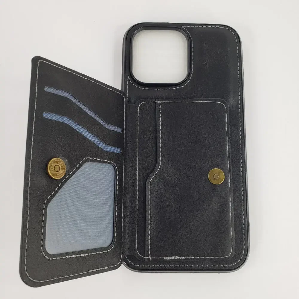 iPhone 14 Plus Black Case & Screen Protector with Wallet ID Card Holder